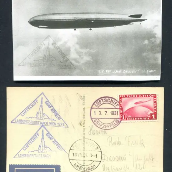 1931 (13th July) Vienna to Friedrichshafen flown ...