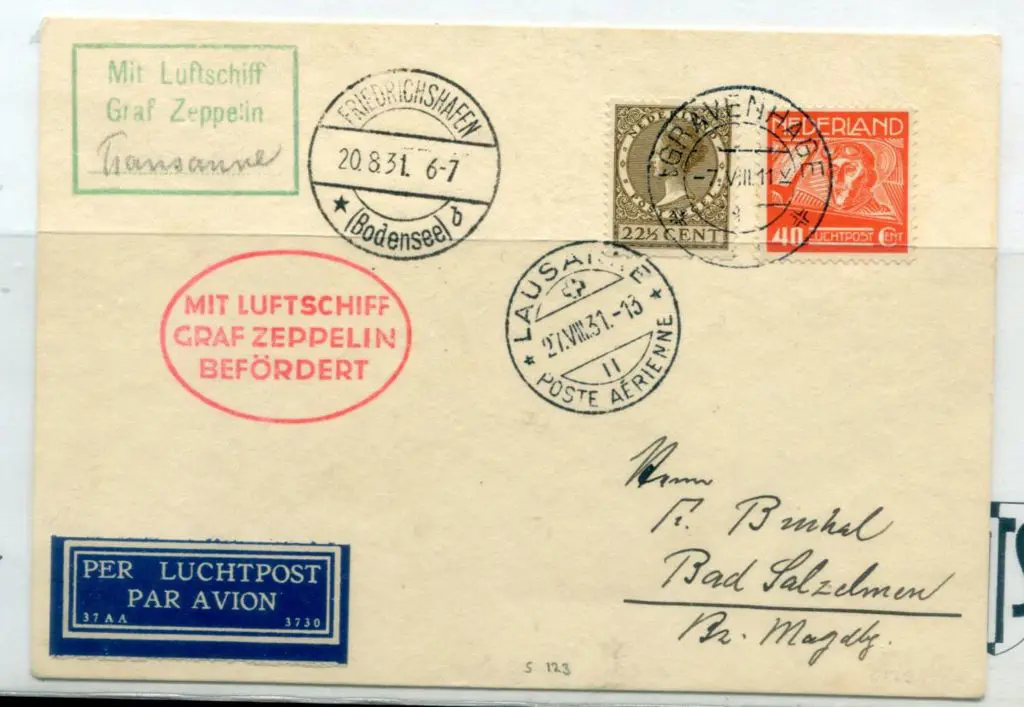 1931 (7th Aug) Lausanne flight card with ... Image 1++