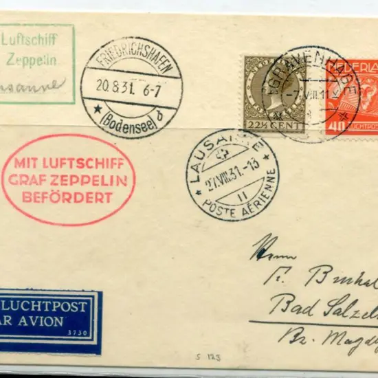 1931 (7th Aug) Lausanne flight card with ...