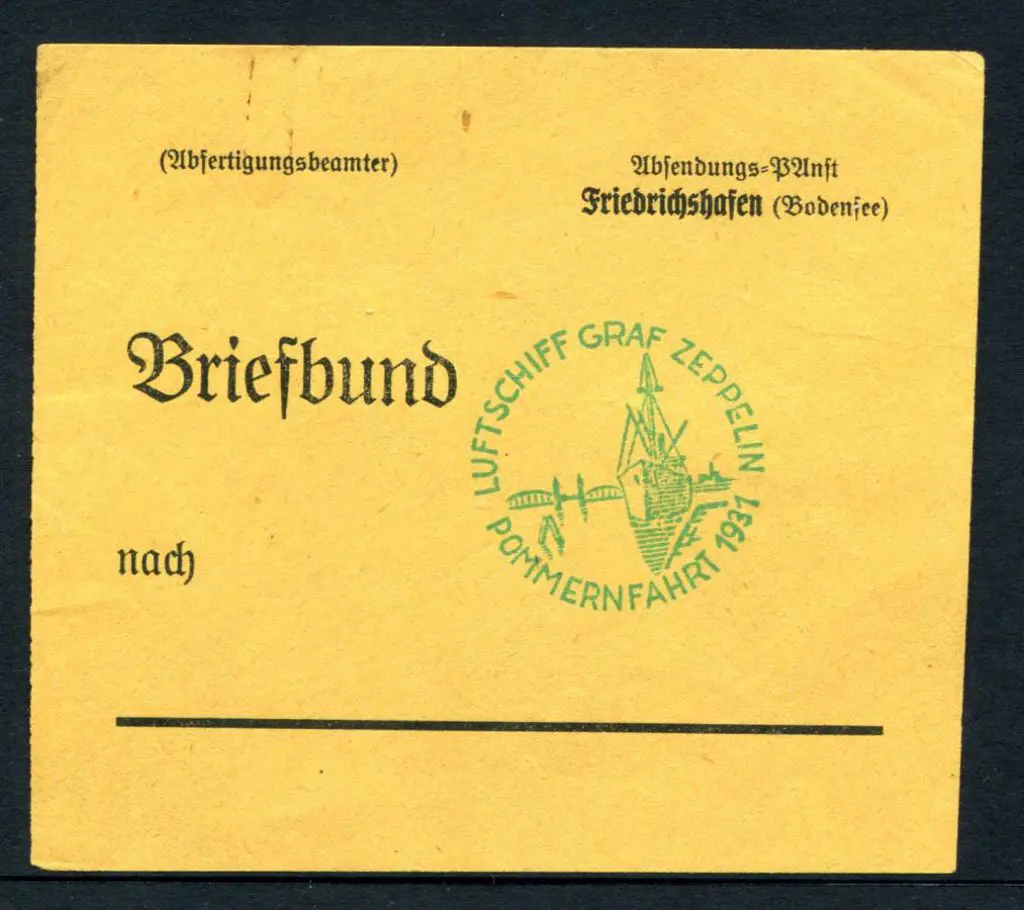 1931 Pomerania Flight "Briefbund" wrapper front ... Image 1++