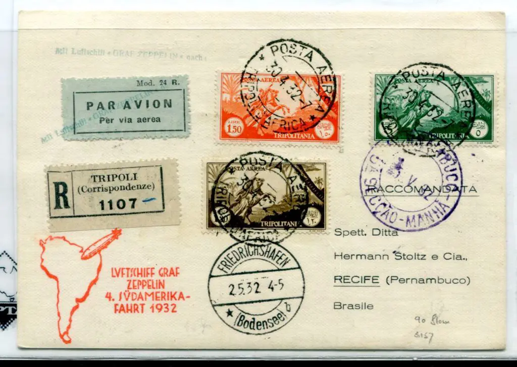 1932 (30th April) Tripolitania to Brazil on 4th ... Image 1++