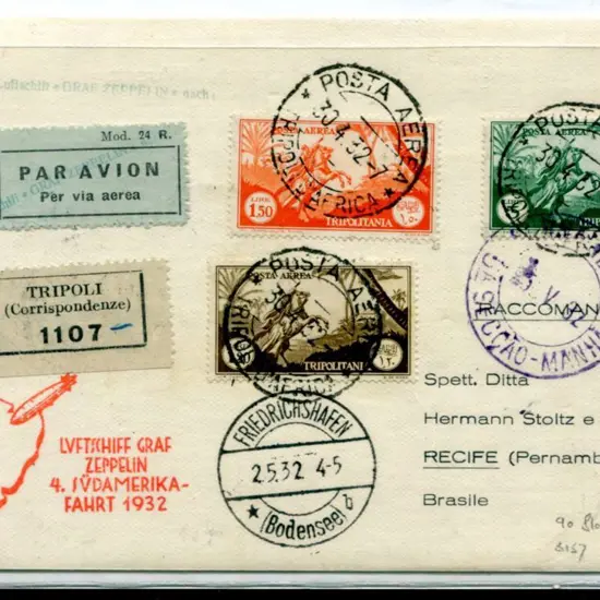 1932 (30th April) Tripolitania to Brazil on 4th ...