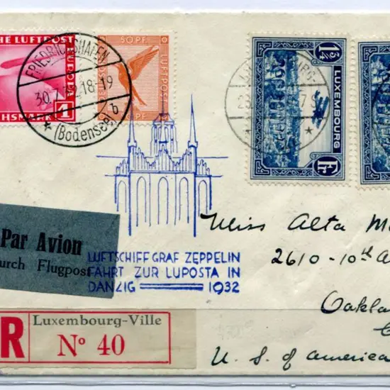 1932 (26th July) Luxembourg to Oakland, USA - ...