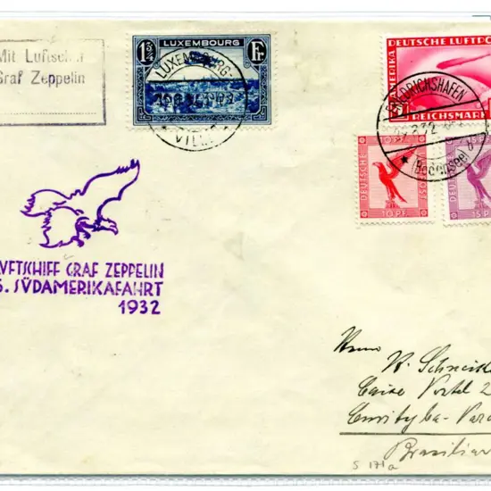 1932 (29th Aug) 5th South America flight cover to ...