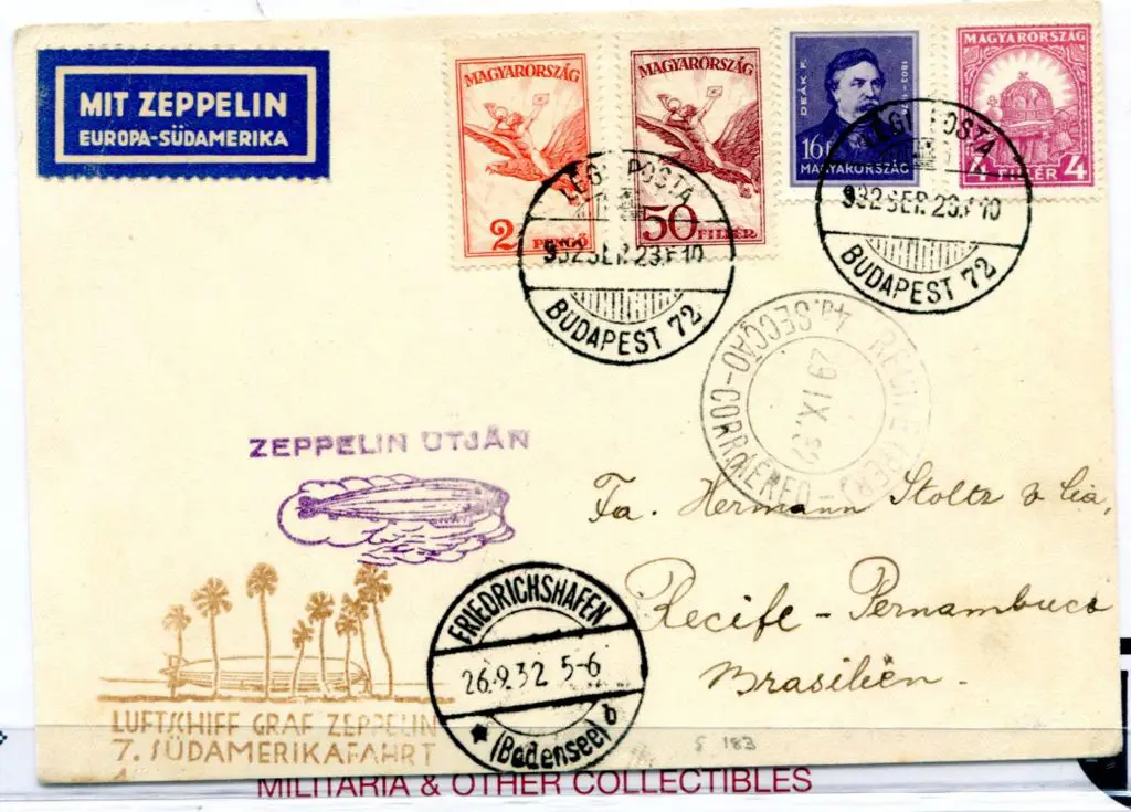 1932 (23rd Sept) Hungary to Brazil on 7th South ... Image 1++
