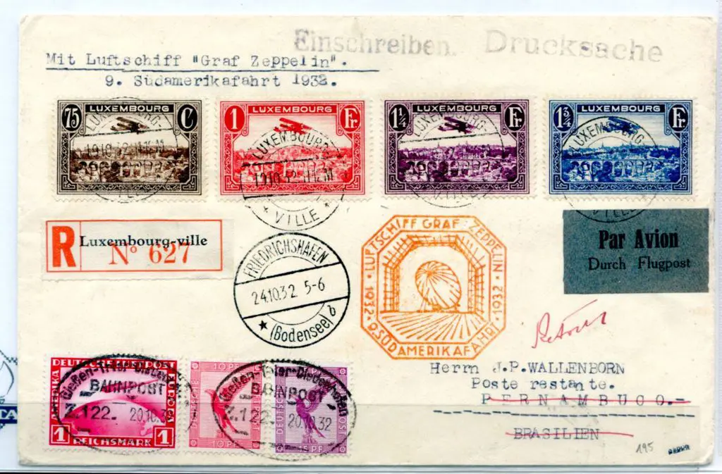 1932 (19th Oct) Luxembourg to Brazil on 9th South ... Image 1++