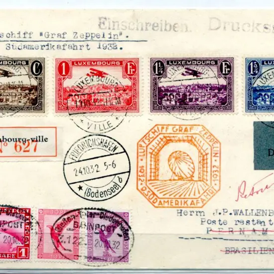 1932 (19th Oct) Luxembourg to Brazil on 9th South ...