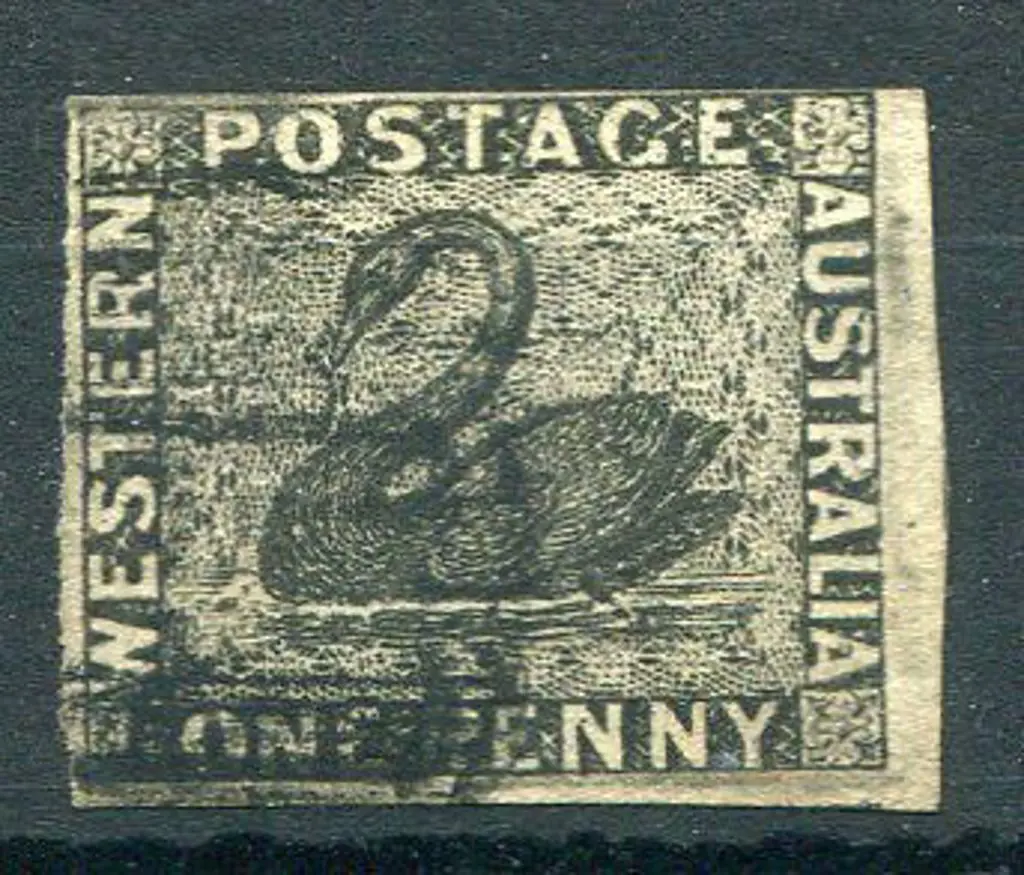 1854 1d black with 3 full margins, just touching ... Image 1++
