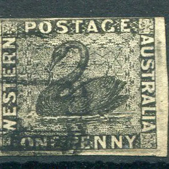 1854 1d black with 3 full margins, just touching ...