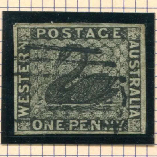 1854 1d black imperf with 4 clear margins. Used by ...