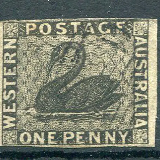 1854 1d black with 4 margins, close at top & ...
