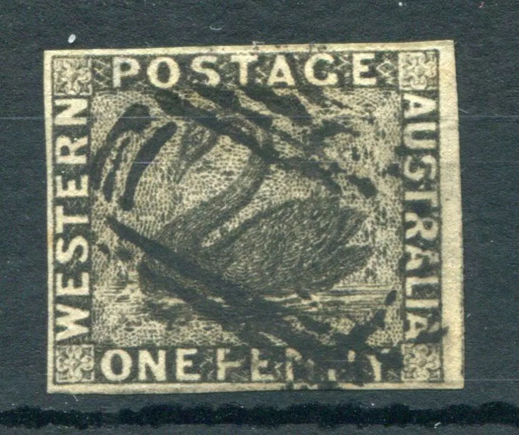 1854 1d black. Fine used with void grid. Clear ... Image 1++