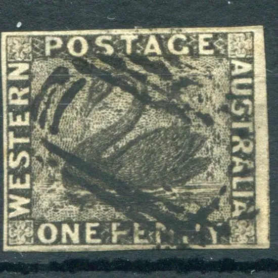 1854 1d black. Fine used with void grid. Clear ...