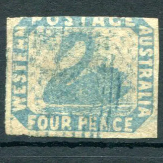 1854 4d pale blue with 3 large margins, the top ...