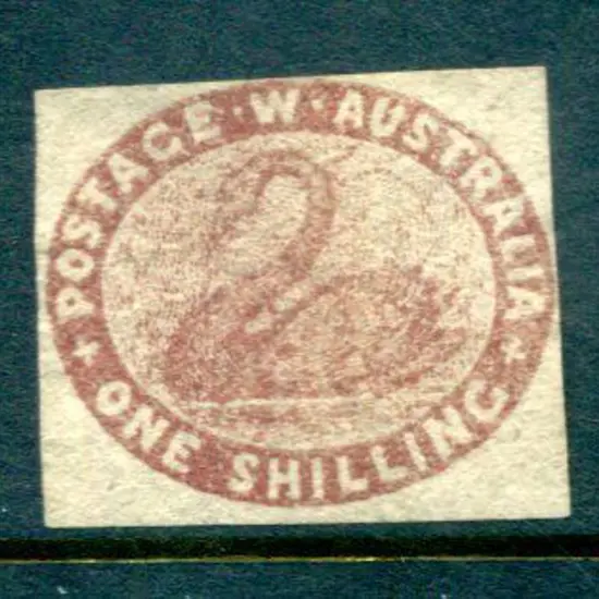 1854 1/- deep red-brown 4 margin imperf with very ...