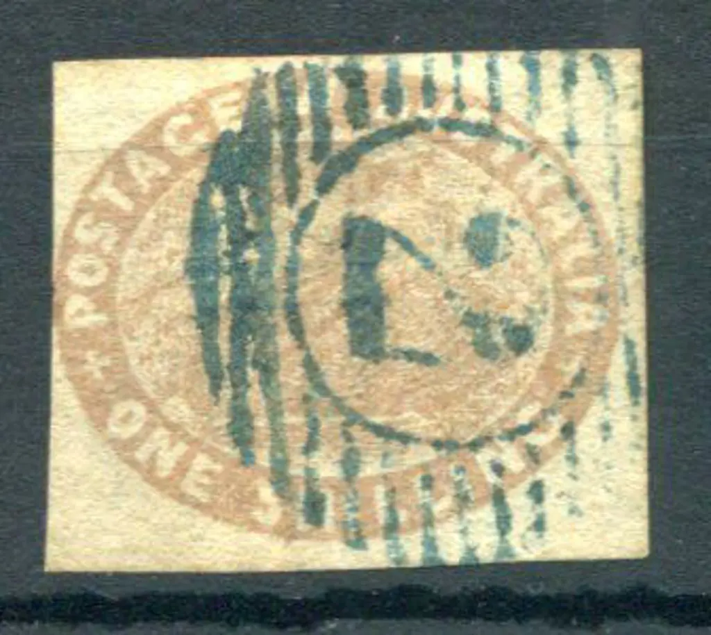 1854 1/- pale brown with clear margins, just ... Image 1++
