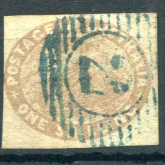 1854 1/- pale brown with clear margins, just ...