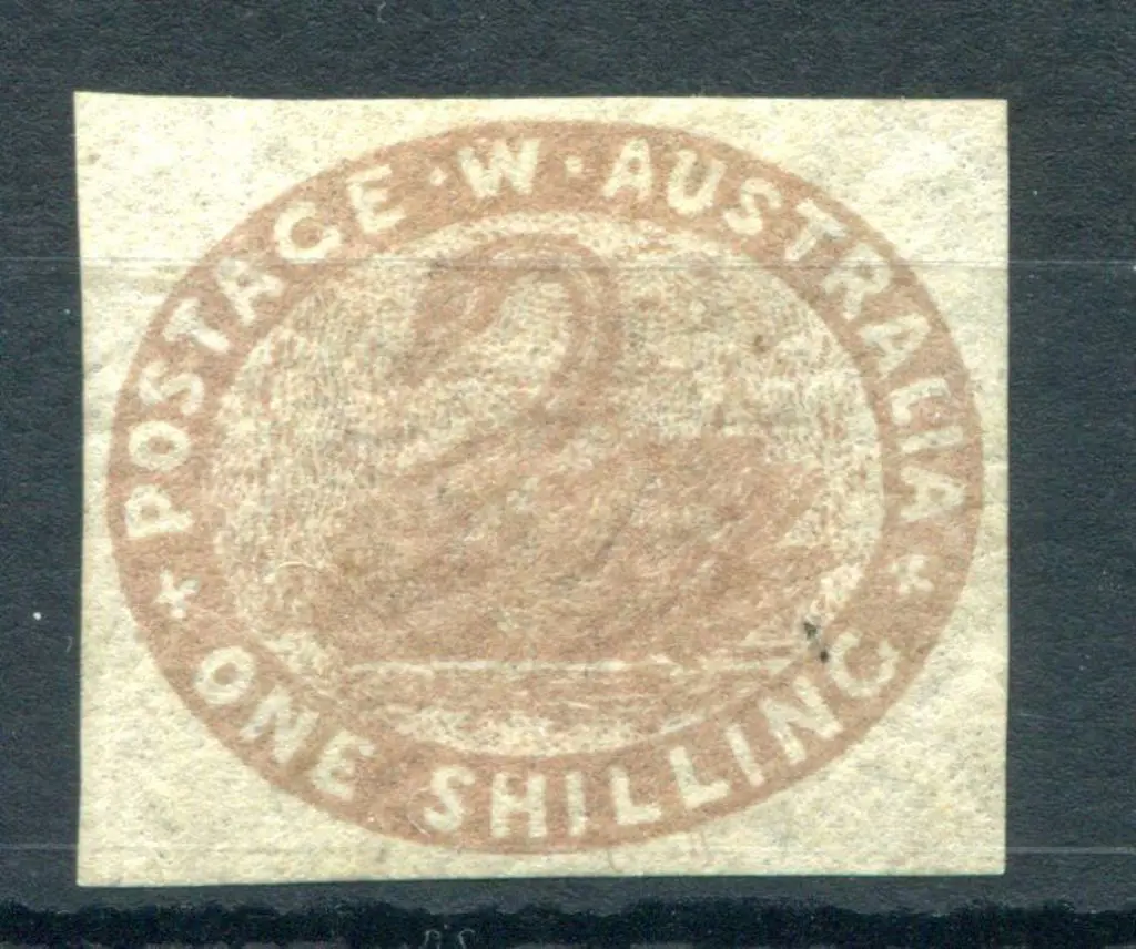 1855 1/- pale brown, 4 clear even margins. Unused ... Image 1++