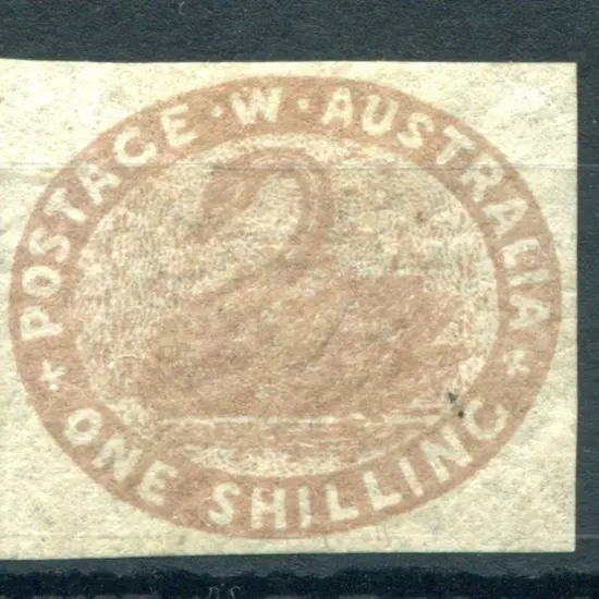 1855 1/- pale brown, 4 clear even margins. Unused ...