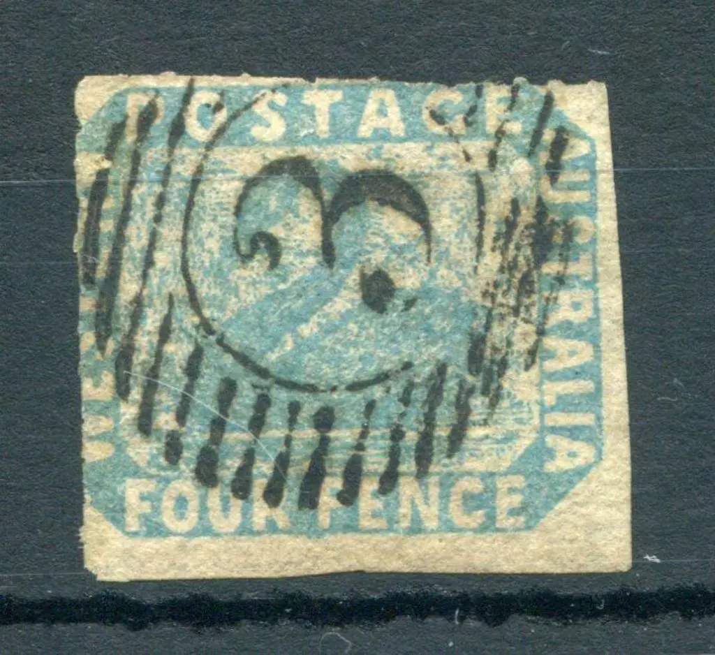 1854 4d pale blue rouletted at top & left side. ... Image 1++