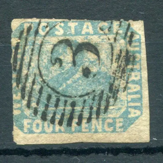 1854 4d pale blue rouletted at top & left side. ...