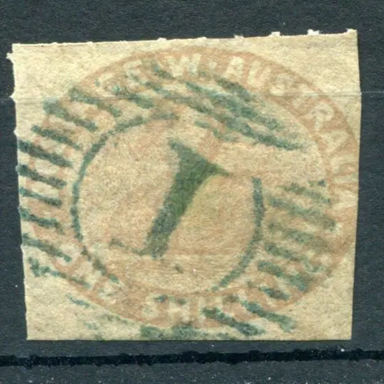 1855 1/- pale brown rouletted top & left otherwise ...