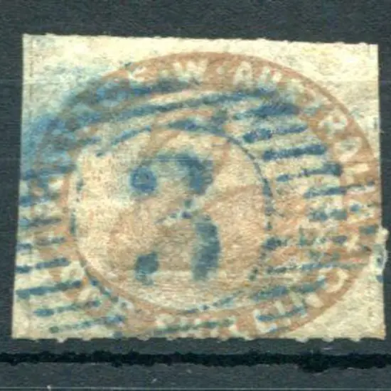 1855 1/- pale brown rouletted on 4 sides touching ...