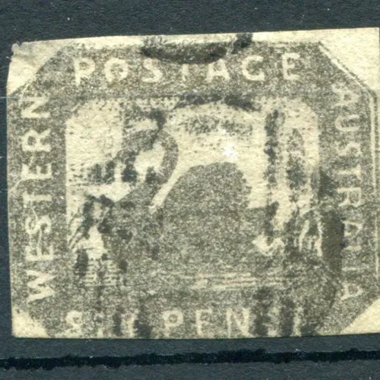 1857 6d black-bronze. Top & right margins clear of ...