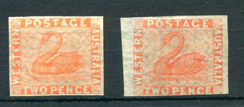 1860 2d orange, mint without gum & 4 clear even ... Image 1++