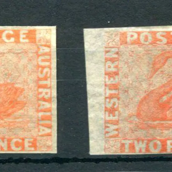 1860 2d orange, mint without gum & 4 clear even ...