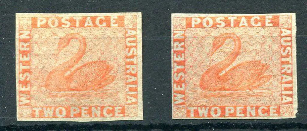 1860 2d pale orange & 2d orange vermilion imperfs. ... Image 1++