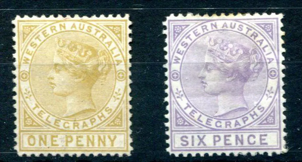 1879 1d & 6d Telegraph perf. 14 pair. MNG & 6d MH ... Image 1++