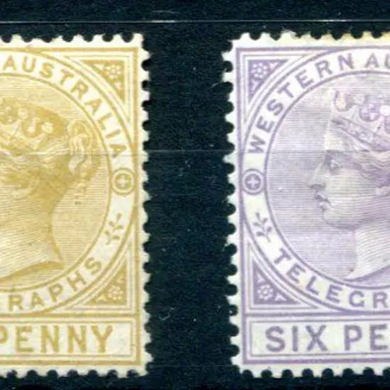 1879 1d & 6d Telegraph perf. 14 pair. MNG & 6d MH ...