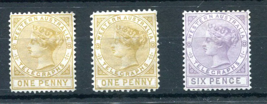 1879 1d & 6d Telegraph set of 3 with 1d in both ... Image 1++