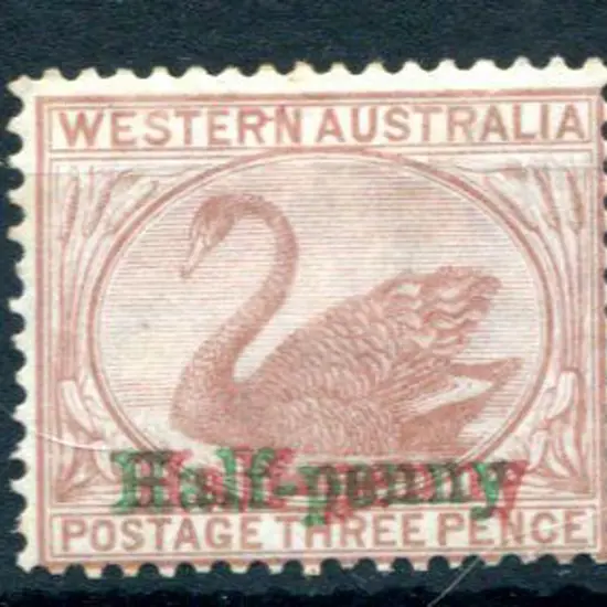 1895 "Half-penny" surcharge in red & green on 3d ...