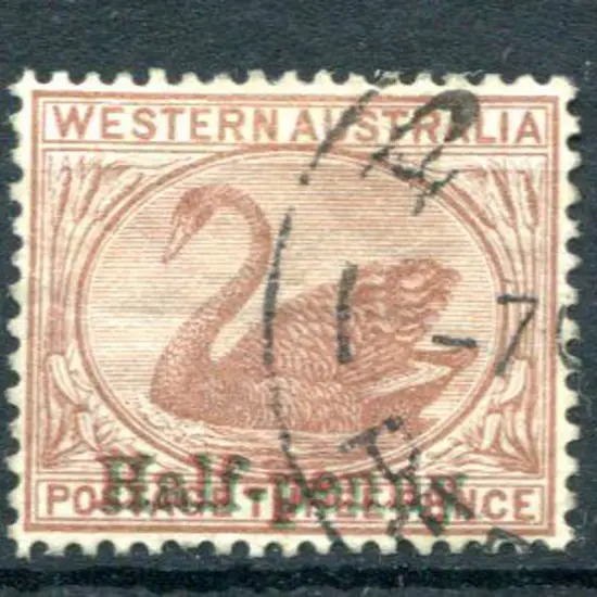 1895 "Half-penny" surcharge in red & green on 3d ...