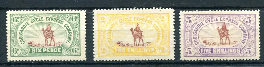 1896 6d, 2/- & 5/- Coolgardie Cycle Express camel ... Image 1++