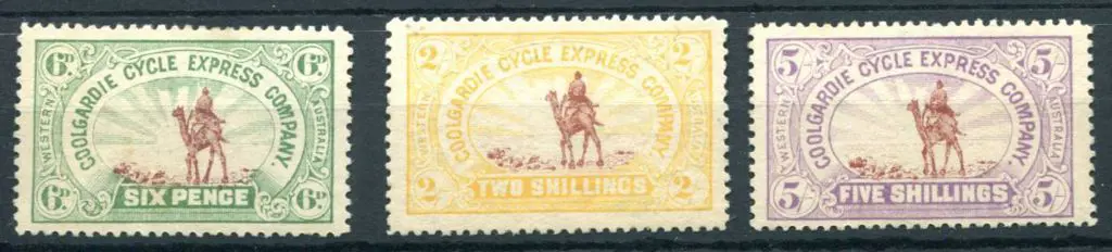 1896 6d, 2/- & 5/- Coolgardie Cycle Express camel ... Image 1++