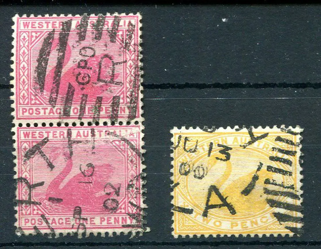 1898 1d carmine in vert pair & 2d bright yellow ... Image 1++