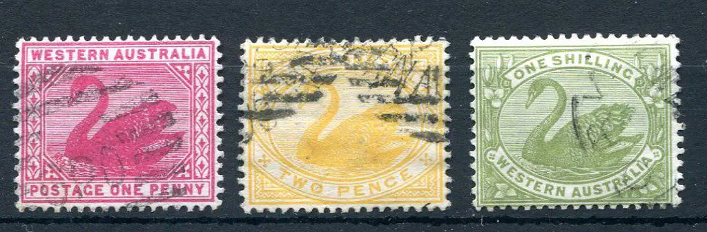 1898/1907 1d carmine, 2d bright yellow & 1/- olive ... Image 1++