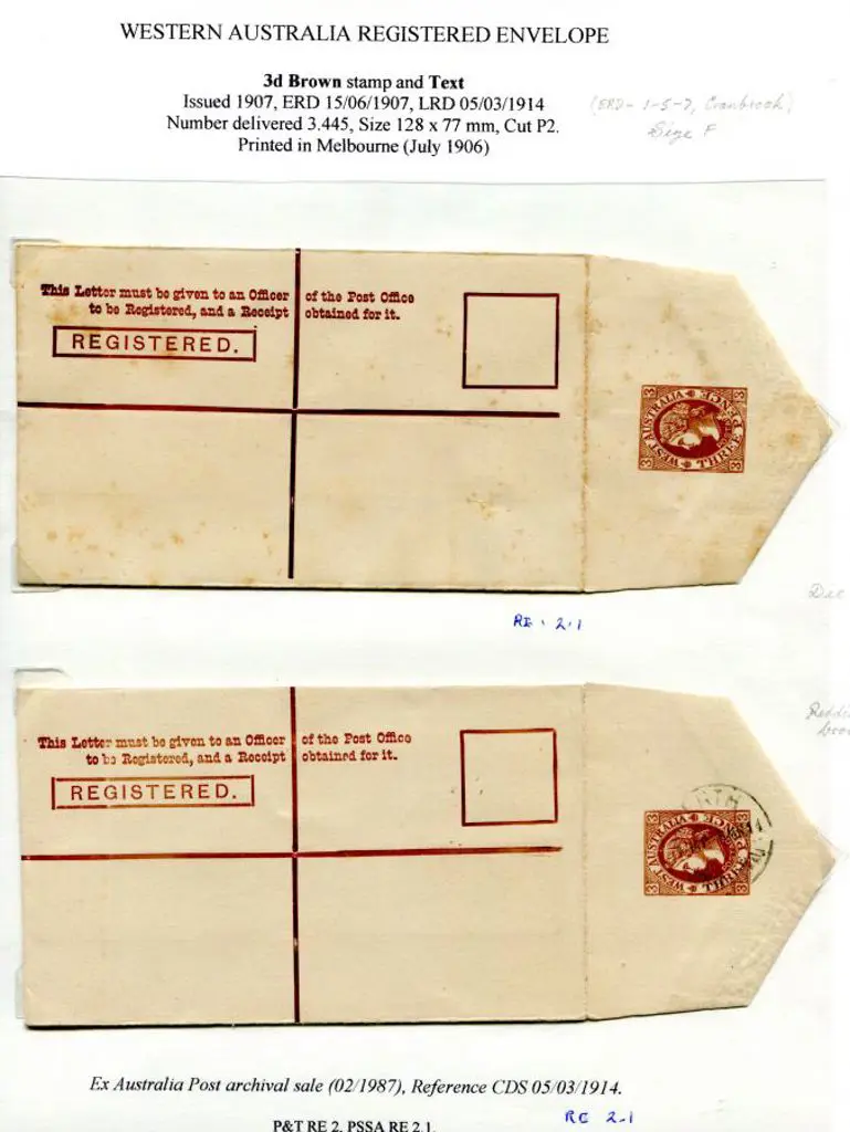 1903 8d stamp & text in brown Registered envs RE ... Image 1++