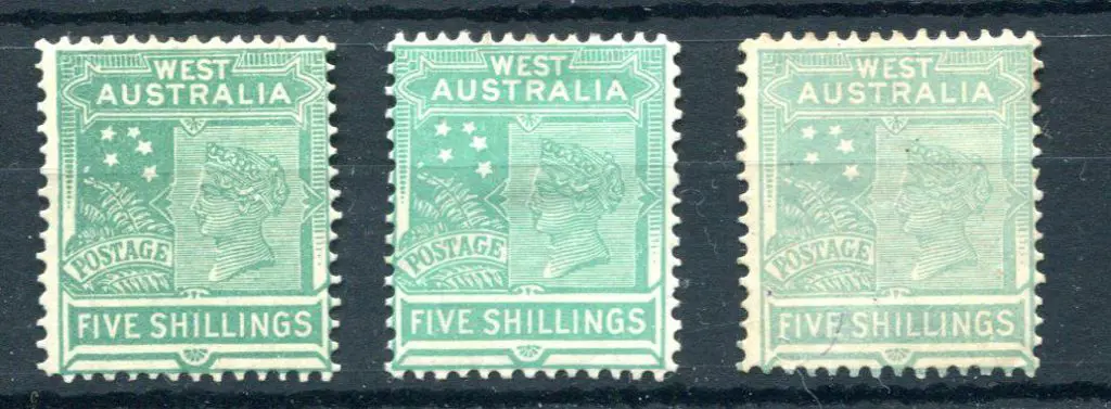 1902 5/- emerald green, V/crown wmk x 3 with shade ... Image 1++