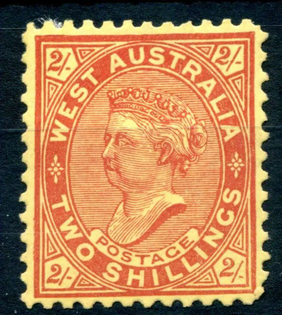 1902 2/- bright red on yellow. MH with almost full ... Image 1++