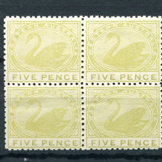 1912 5d pale greenish yellow block of 4. Fine MUH. ...