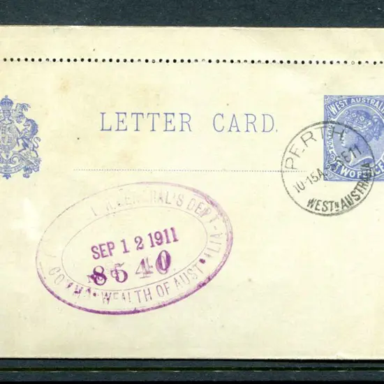 1908 2d ultramarine Lettercard without text on ...