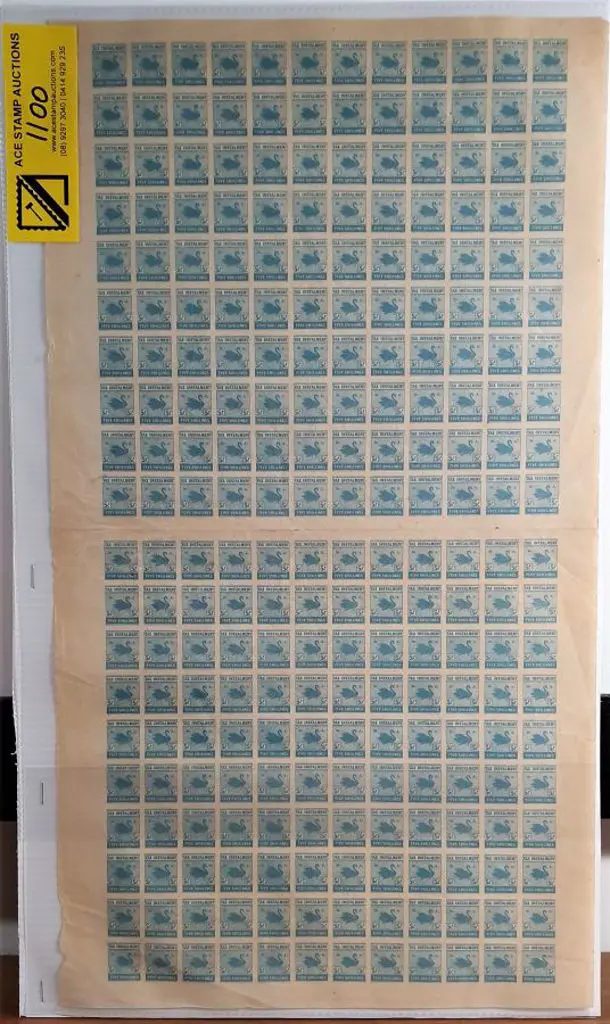 1940 5/- greenish-blue "W.A. TAX INSTALMENT FIVE ... Image 1++
