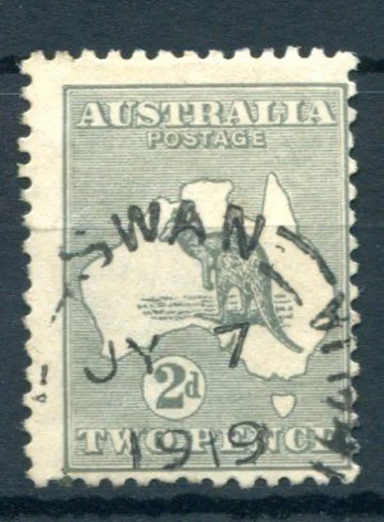 Swan CDS1 on 2d grey 3rd wmk kangaroo dated JY 7 ... Image 1++