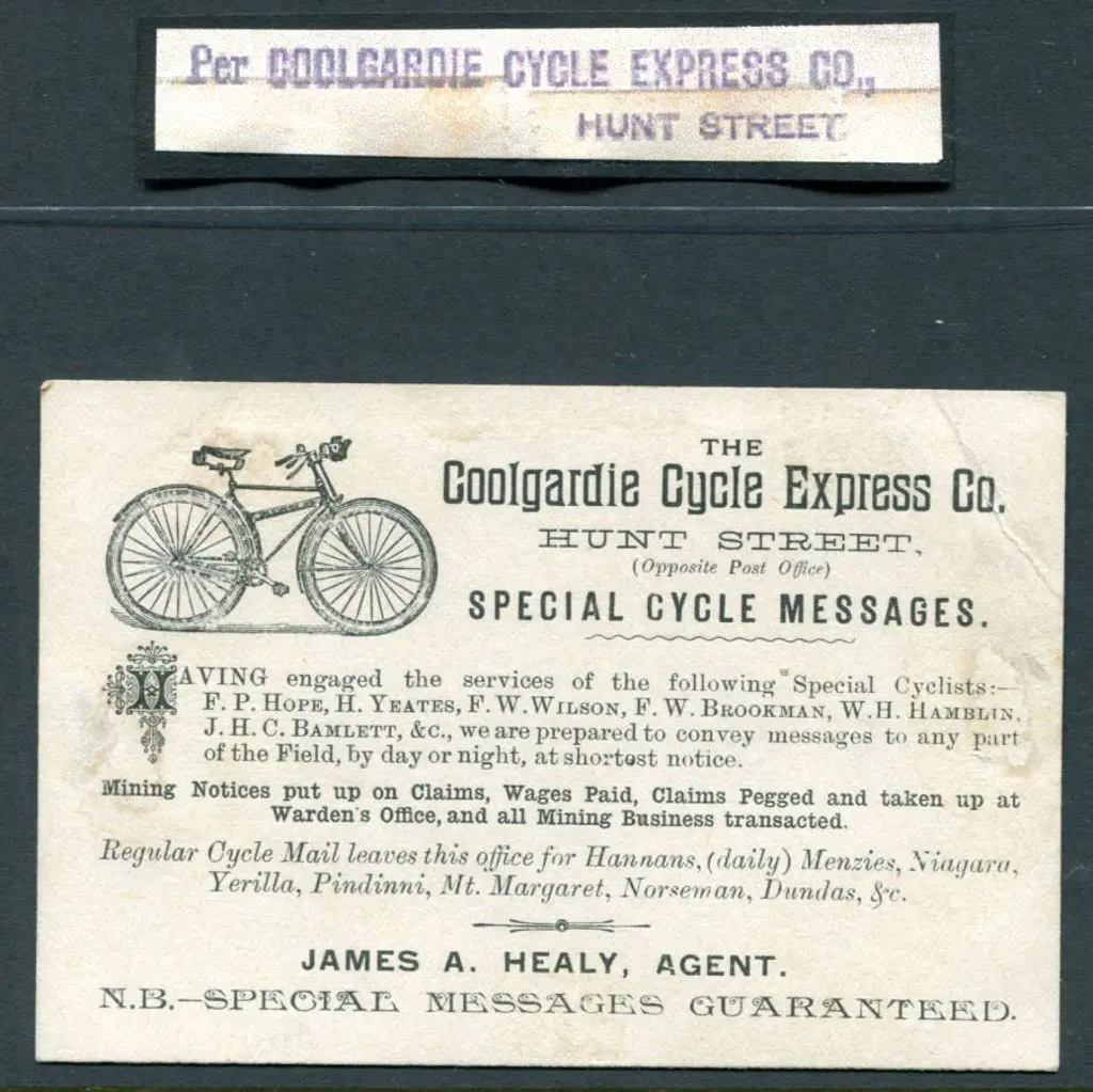 1894 "The Coolgardie Cycle Express Co. Hunt Street ... Image 1++