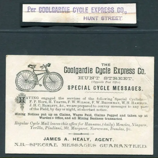 1894 "The Coolgardie Cycle Express Co. Hunt Street ...