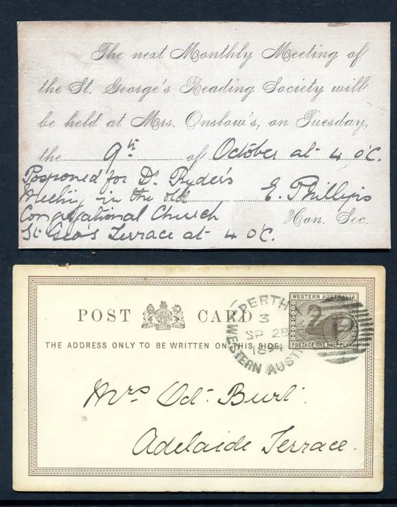 1894 (28th Sept) ½d sepia Post Card (PC7) ... Image 1++